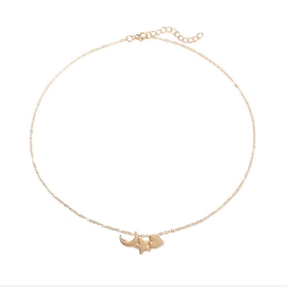 💕Last one Moon Star Heart Pendant Necklace Choker - Picture 5 of 7